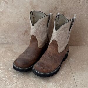 Women's Brown and Cream Western Boots